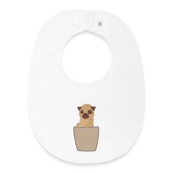 Brusttasche mit Mops - Baby Organic Lätzchen - Weiß - Vorne