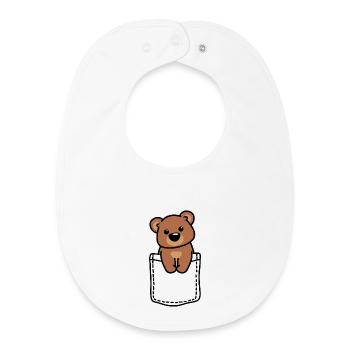 Cuddly Bear Illustration Purist - Baby Organic Bib - white - Front