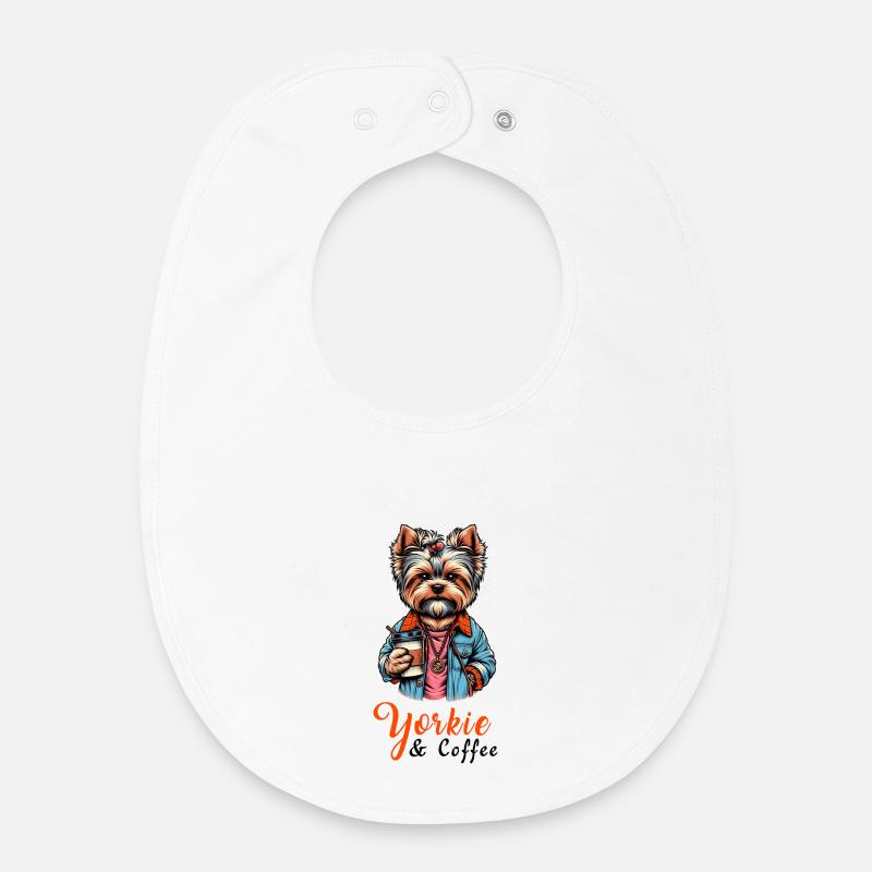 Yorkshire Terrier Kaffee - Baby Organic Lätzchen - Weiß