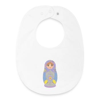 Illustration de poupée matriochka colorée - Bavoir bébé bio - blanc - Devant