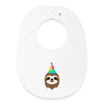 Colorful Party Sloth Design - Baby Organic Bib - white - Front