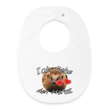 Ich liebe den Herbst Geschenk Igel Spruch Tier - Baby Organic Lätzchen - Weiß - Vorne