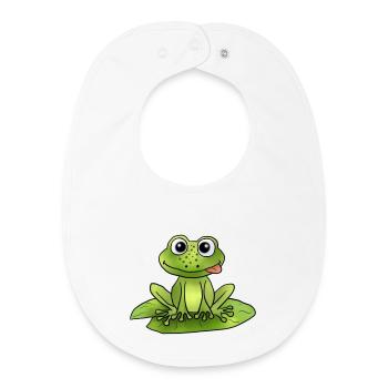 Frosch auf Seerose - Baby Organic Lätzchen - Weiß - Vorne