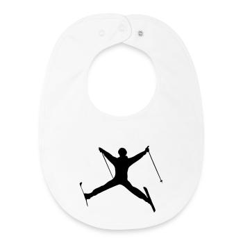 Skispringen Wintersport Schattenfigur - Baby Organic Lätzchen - Weiß - Vorne