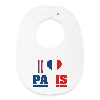 I love paris j’aime Paris France - Bavoir bébé bio - blanc - Devant