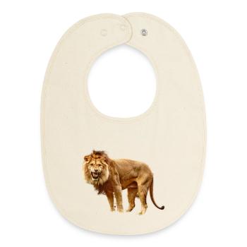 Lion - Baby Organic Bib - soft Ecru - Front