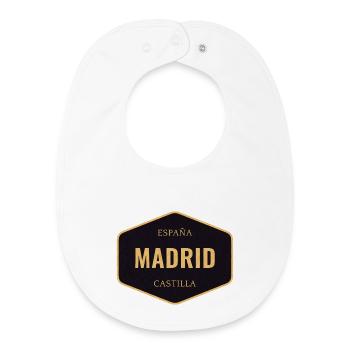 Badge Vintage Madrid Espagne - Bavoir bébé bio - blanc - Devant