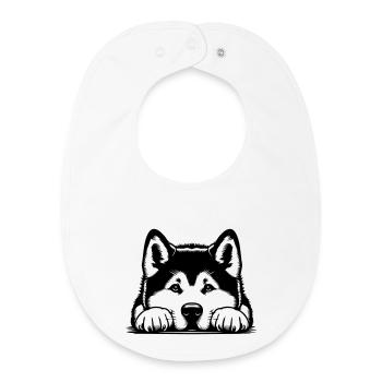 Akita Head with Paws - Baby Organic Bib - white - Front