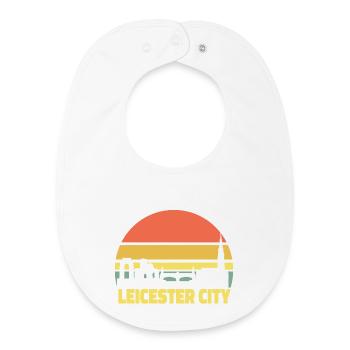 Leicester City Retro Skyline Silhouette - Baby Organic Bib - white - Front
