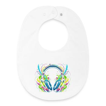 Neon-Kopfhörer mit psychedelischen Wirbeln - Baby Organic Lätzchen - Weiß - Vorne