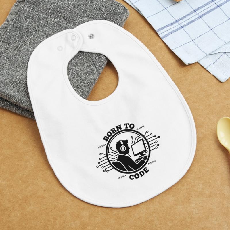 Coder Born to Code Programmer Baby Organic Bib