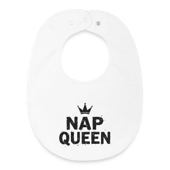 Nap Queen Saying for Late Risers - Baby Organic Bib - white - Front