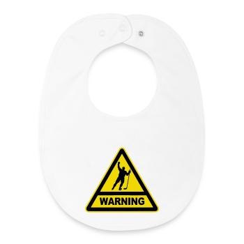 WARNING Eishockey Gefahr - Baby Organic Lätzchen - Weiß - Vorne