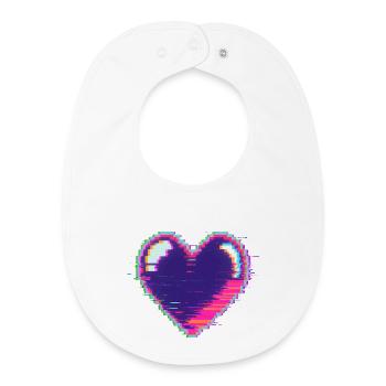 Glitchherz Neon Pixel Liebe Nerd - Baby Organic Lätzchen - Weiß - Vorne