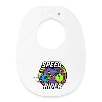 Speed Rider Fahrrad Neon Farben Rennrad Motiv - Baby Organic Lätzchen - Weiß - Vorne