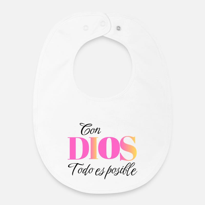 Avec Dieu, tout est possible - Matthieu 19:26 Christian A - Bavoir bébé bio - blanc