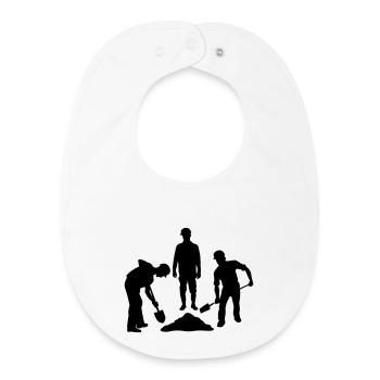 Ground Crew Team – Sand Workers - Baby Organic Bib - white - Front