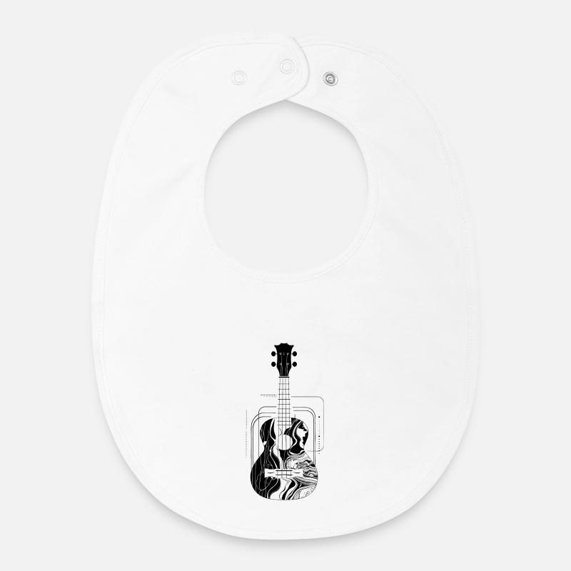 Ukulélé - Bavoir bébé bio - blanc