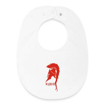 Casque rouge de guerrier antique - Bavoir bébé bio - blanc - Devant