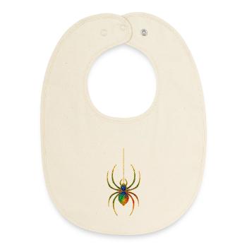 Spider Kaleidoscope Golden Shine - Baby Organic Bib - soft Ecru - Front