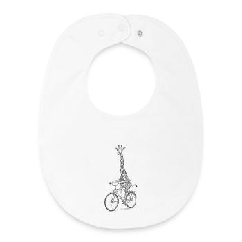 Giraffe auf dem Fahrrad Graustufen-Laune - Baby Organic Lätzchen - Weiß - Vorne