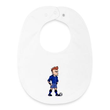 Blue Footballer - Baby Organic Bib - white - Front