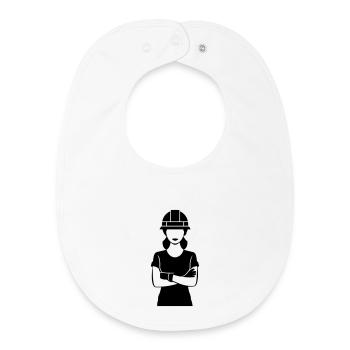 Construction Worker Woman - Baby Organic Bib - white - Front