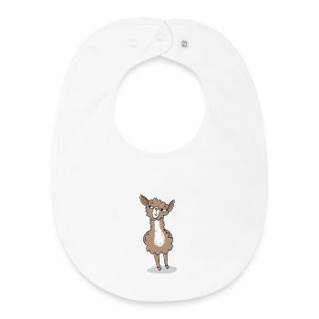 Lama joyeux et coquin - Bavoir bébé bio - blanc - Devant