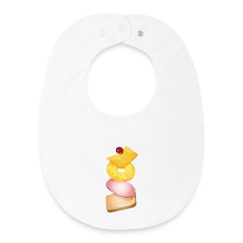 Ananas,fromage,jambon et pain grillé -Toast Hawaii - Bavoir bébé bio - blanc - Devant
