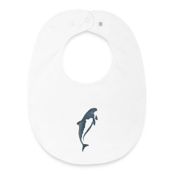 Aquarell-Delfin Silhouette - Baby Organic Lätzchen - Weiß - Vorne