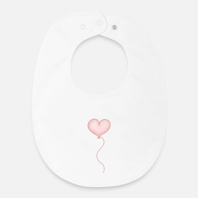 Cœur de ballon pastel rose - Bavoir bébé bio - blanc