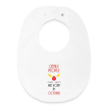 Genie Born October Baby Gift - Baby Organic Bib - white - Front