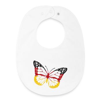 Papillon Allemagne noir rouge or bannière - Bavoir bébé bio - blanc - Devant