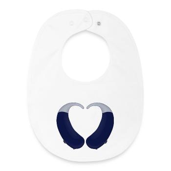 Heart and Hearing Aid - Baby Organic Bib - white - Front