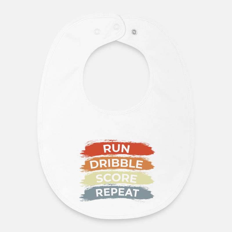 Courir Dribble Score Répéter - Bavoir bébé bio - blanc