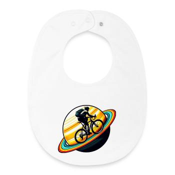 Cycliste sur Saturne - Bavoir bébé bio - blanc - Devant
