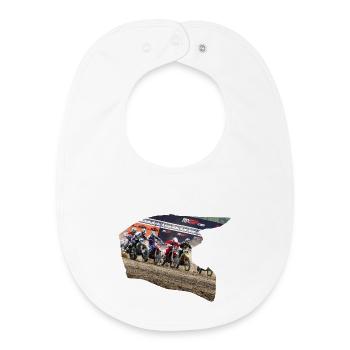 Motocross Helm farbiges Design - 1 - Baby Organic Lätzchen - Weiß - Vorne