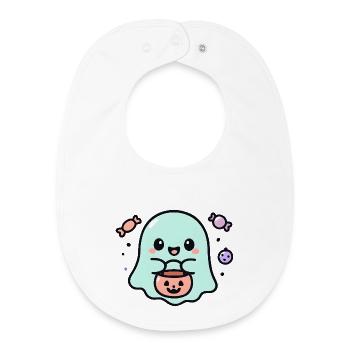 Ghost Foodie Smile Halloween - Baby Organic Bib - white - Front