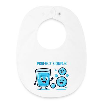 Perfect Couple Water and Bubbles Fun Cartoon - Baby Organic Bib - white - Front