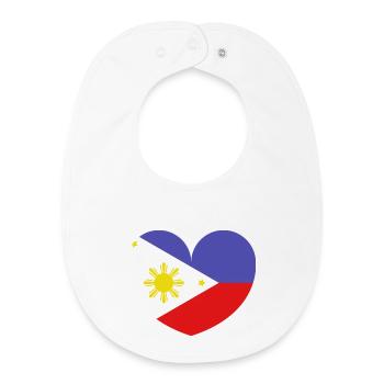 Drapeau du cœur des Philippines - Bavoir bébé bio - blanc - Devant
