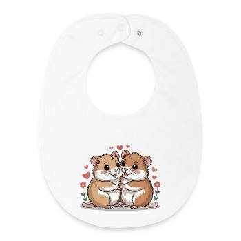Couple de hamsters pour la Saint-Valentin - Bavoir bébé bio - blanc - Devant