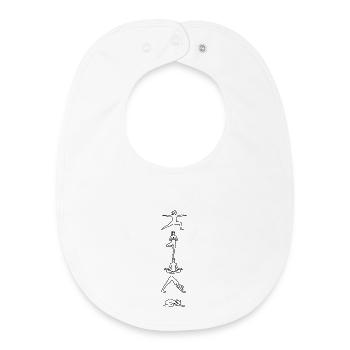 Yoga Flow - 5 postures minimalistes en art lineal - Bavoir bébé bio - blanc - Devant