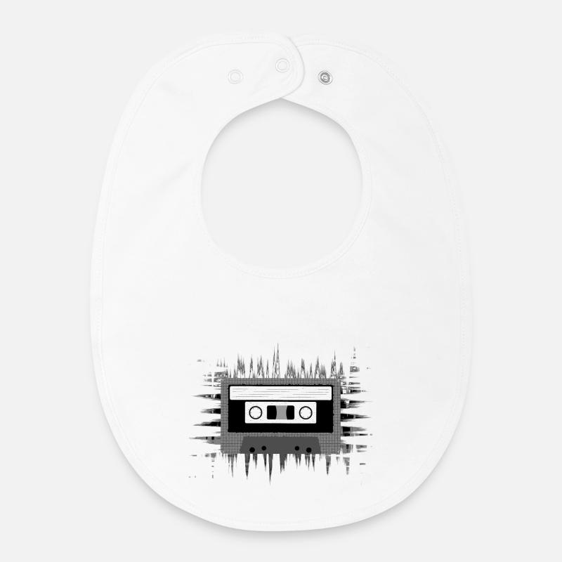 Cassette audio - Bavoir bébé bio - blanc