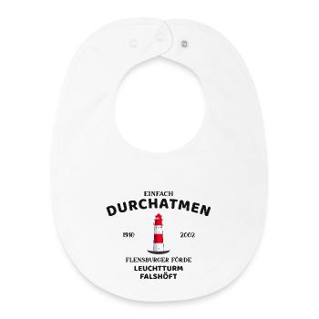 Flensburger Förde, Leuchtturm Falshöft, Durchatmen - Baby Organic Lätzchen - Weiß - Vorne