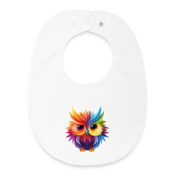 Colorful owl design - Baby Organic Bib - white - Front