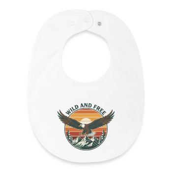 Eagle Wild and Free Retro Vintage Nature Motif - Baby Organic Bib - white - Front