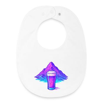 Neon Bierglas vor Berglandschaft - Baby Organic Lätzchen - Weiß - Vorne