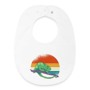 Sonnenuntergang Chamäleon - Baby Organic Lätzchen - Weiß - Vorne