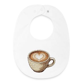 Bestickter Cappuccino – Kaffeeliebhaber (bedruckt) - Baby Organic Lätzchen - Weiß - Vorne