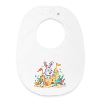 Summer bunny at the sandpit - Baby Organic Bib - white - Front